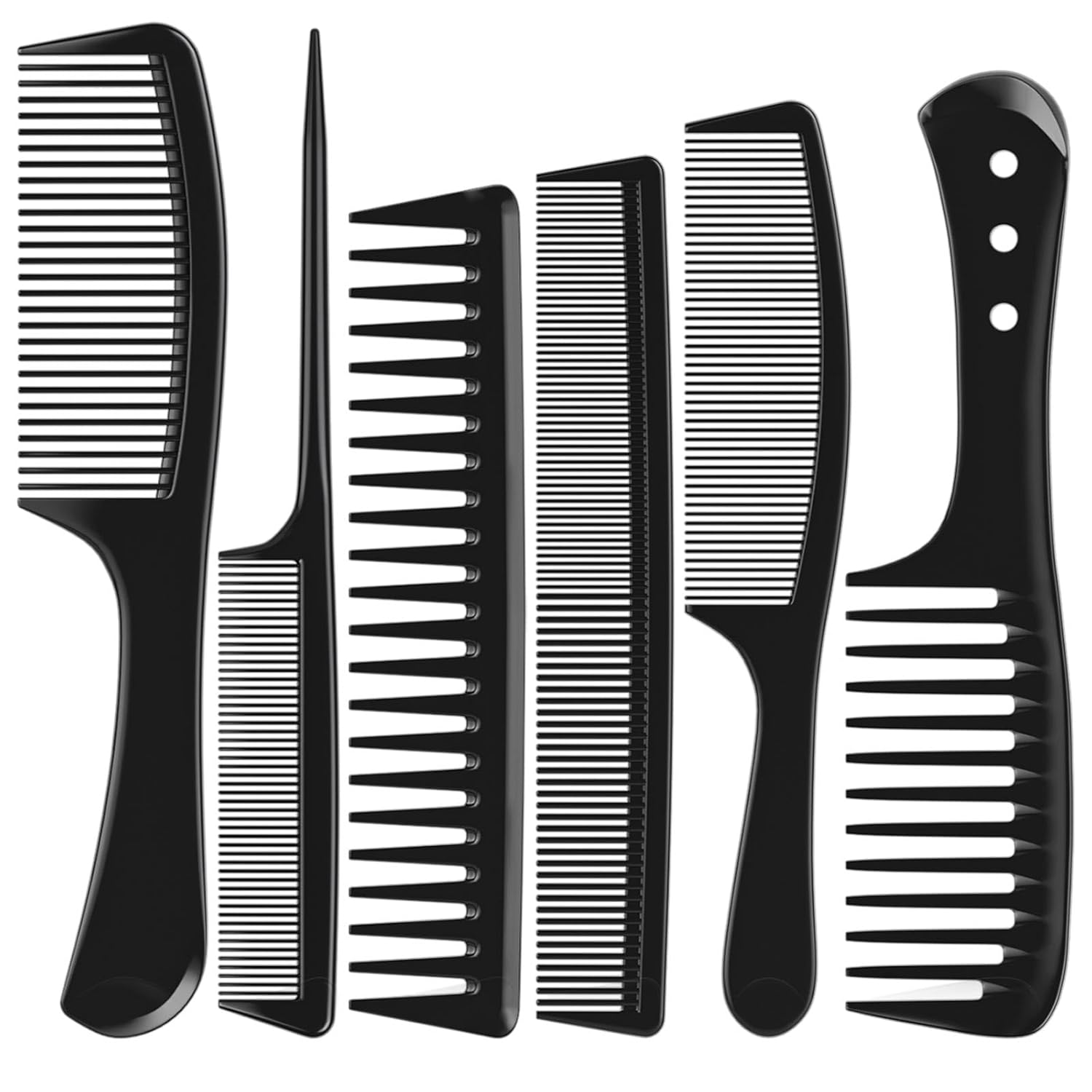 Comb Fine Tooth - 6 PCS Hair Comb Set Black,
