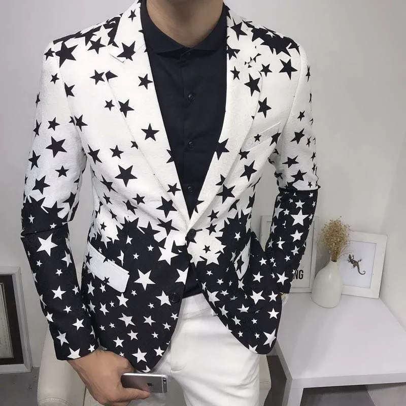 Mens Grooming Brand - Star Print Slim Fit Blazers 2024