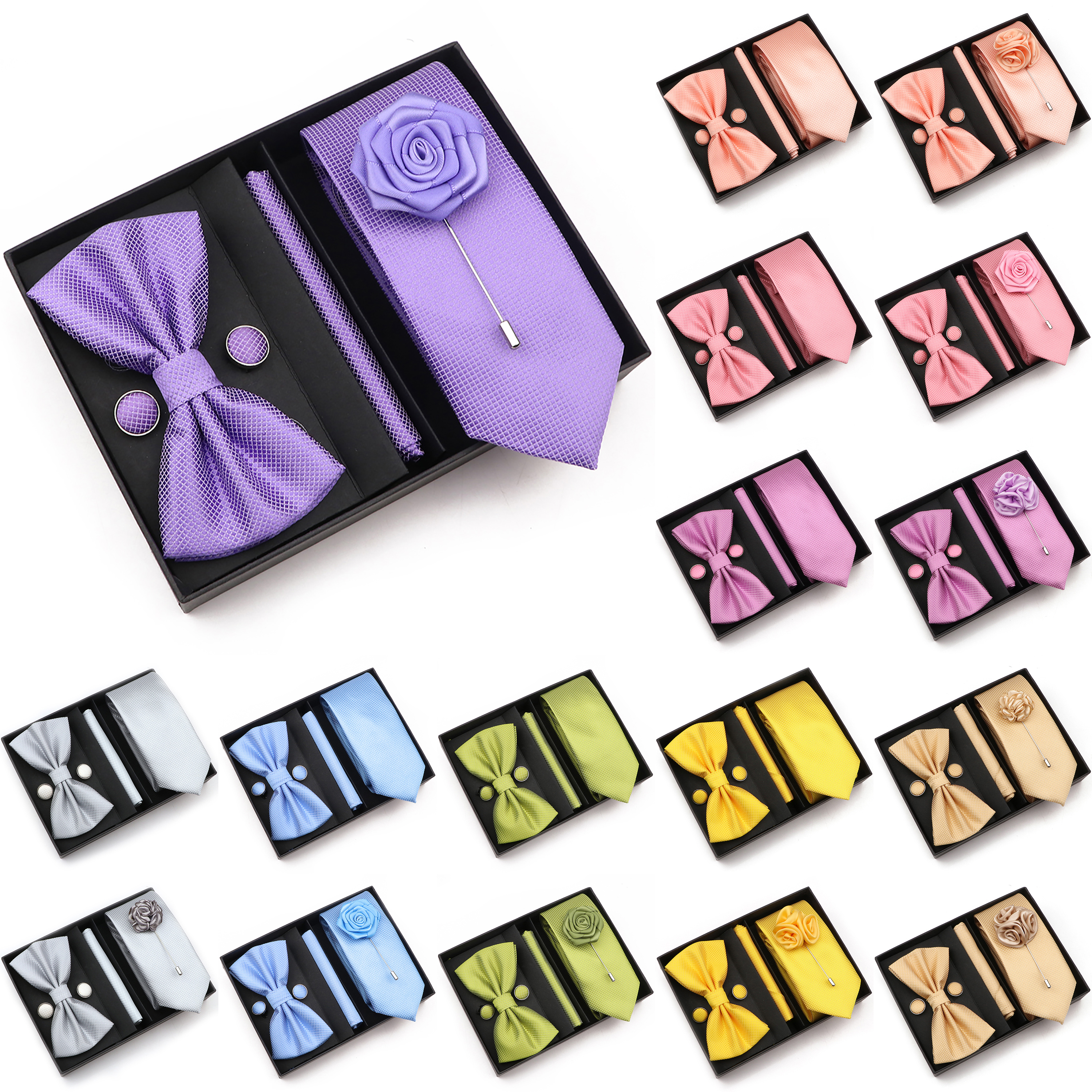 New Style Tie Set Solid Color  - огляд і ціна Men'S Grooming Set Gift