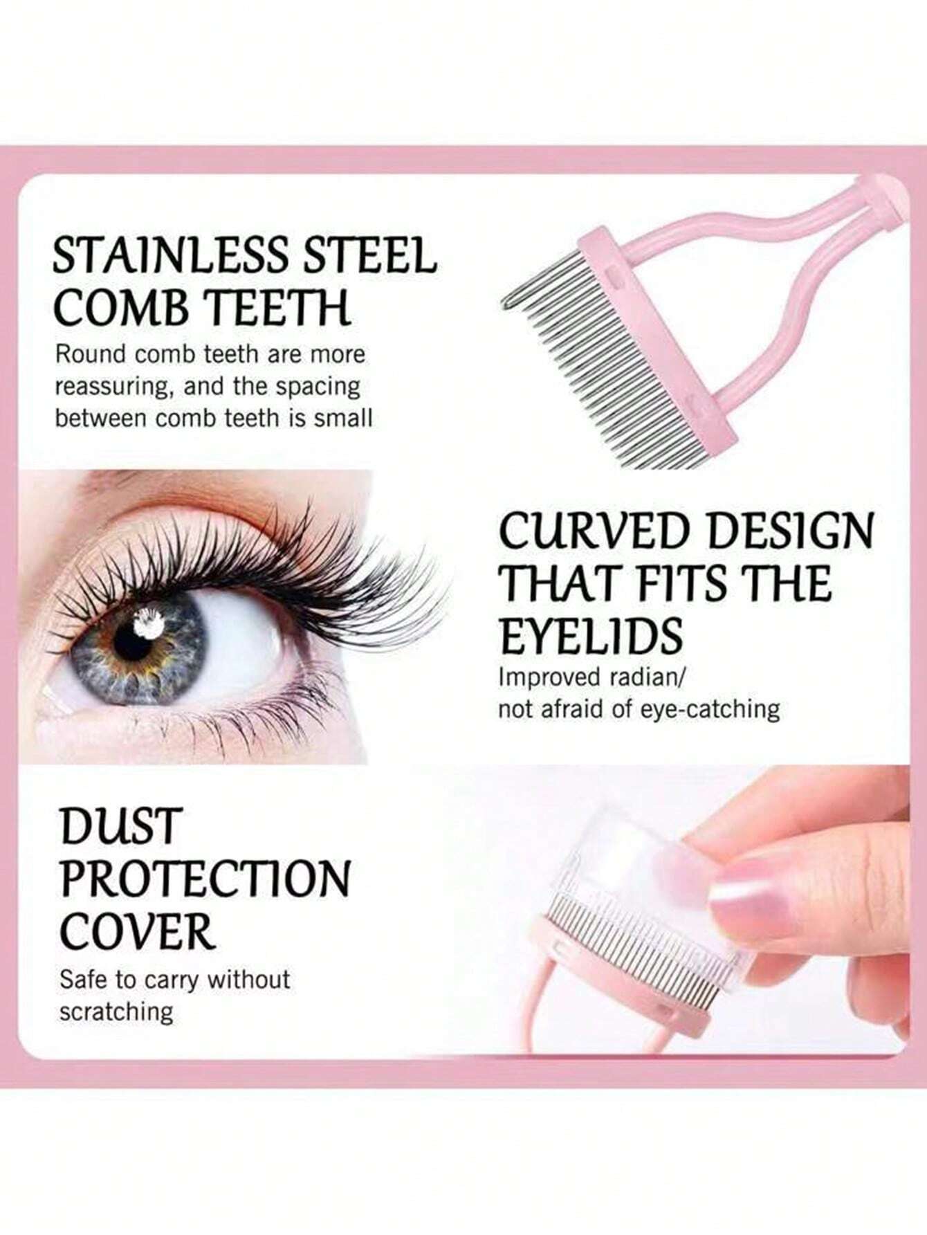 1pc Black Stainless Steel Eyel - огляд і ціна Comb Fine Tooth
