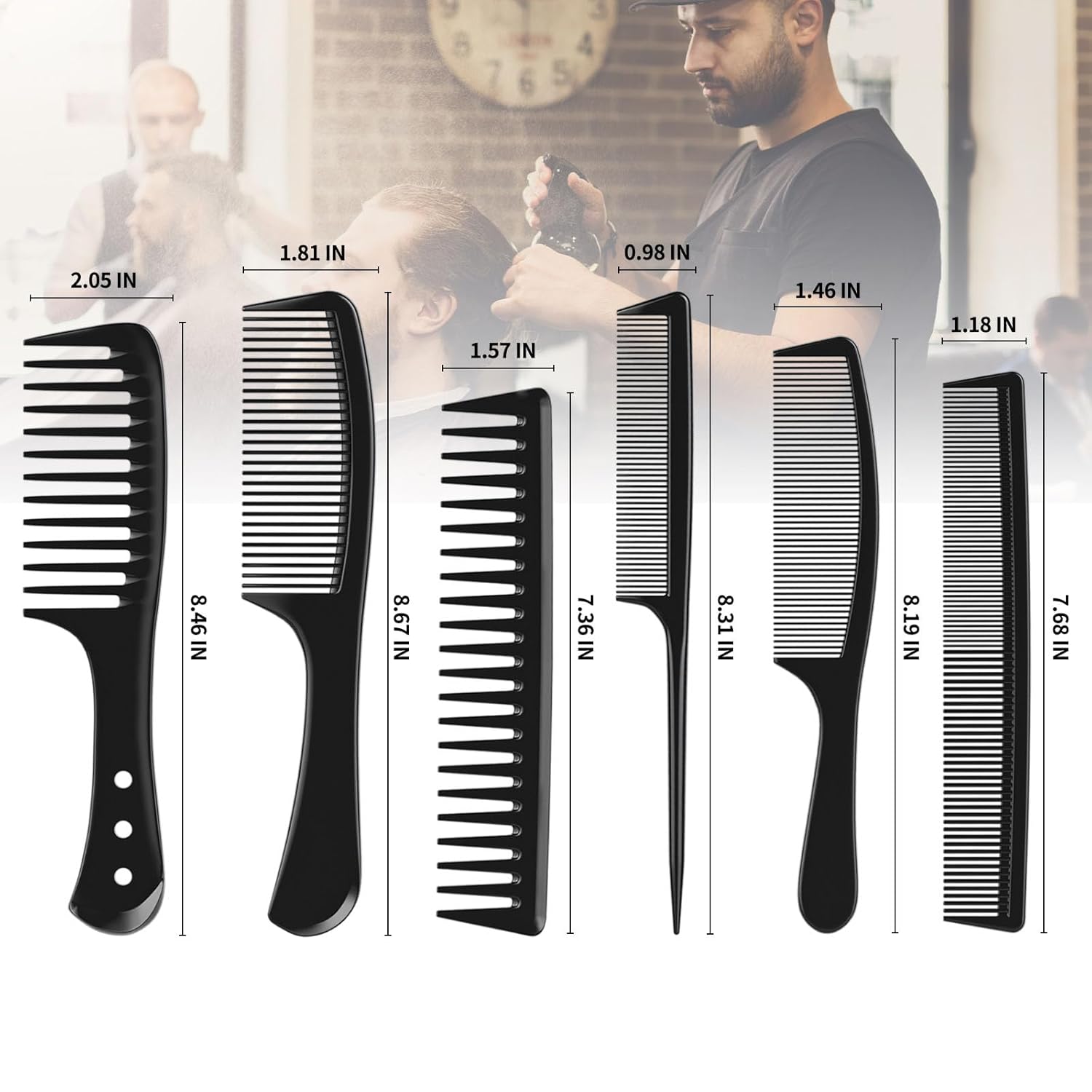 6 PCS Hair Comb Set Black, Dur - огляд і ціна Comb Fine Tooth