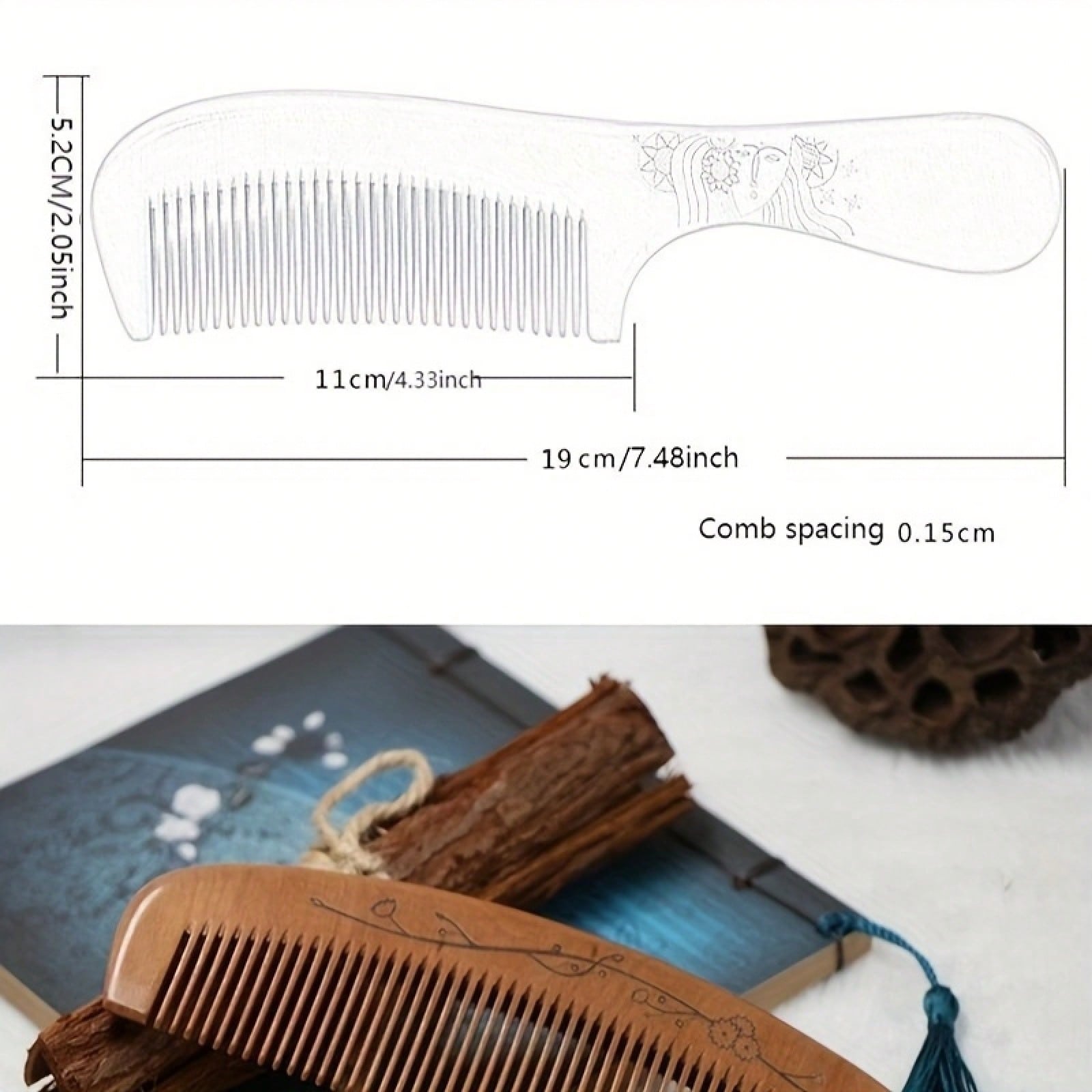 Natural Solid Wood Sandalwood  - огляд і ціна Comb Fine Tooth