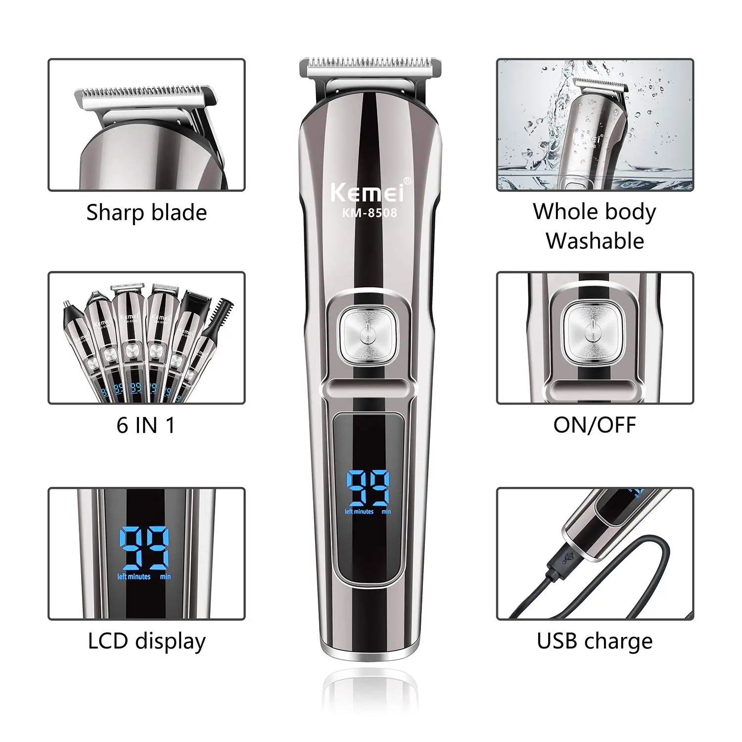 Kemei Professional Multifuncti - огляд і ціна Men'S Grooming Razor Kit